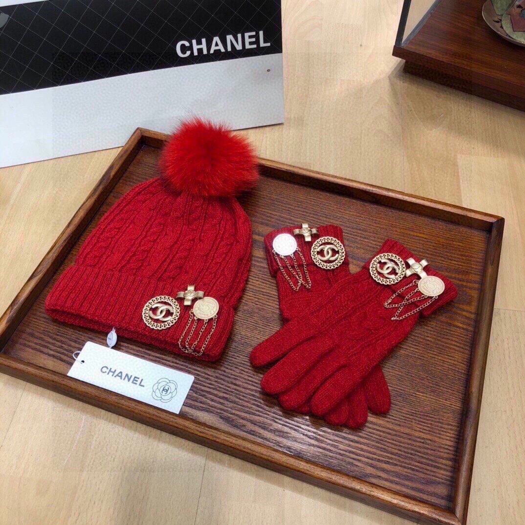 Women Hat+Gloves+The scarf